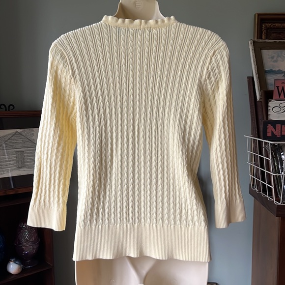 VTG JEANNE PIERRE Y2K SNUG CROPPED YELLOW SWEATER SIZE MEDIUM - Picture 5 of 12